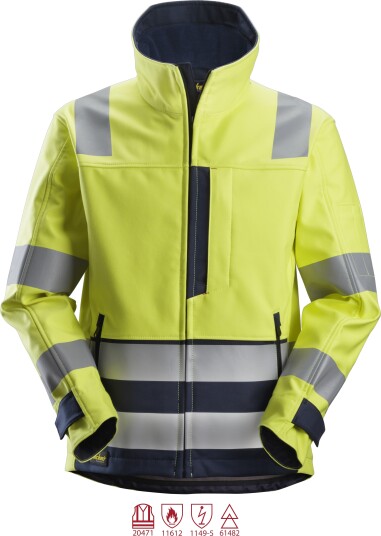 Snickers Workwear 1260 ProtecWork Softshelljakke varsel, gul XXL, Klær