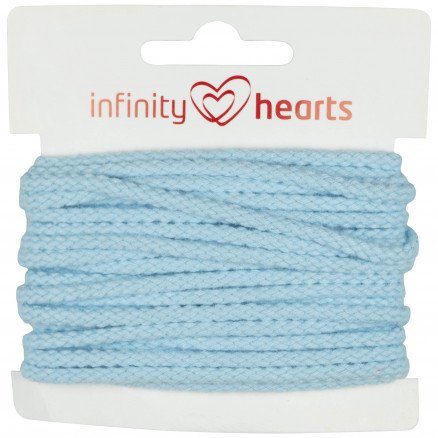 Infinity Hearts Anorakksnor Bomull rund 3mm 600 Lys blå 5m
