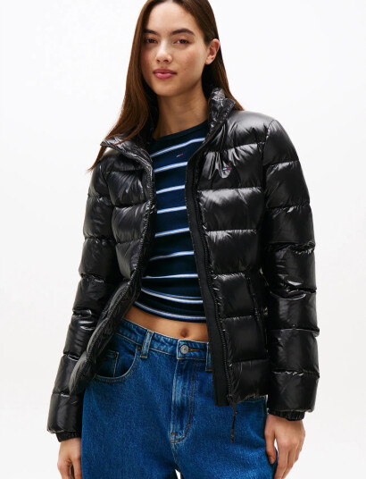 Tommy Jeans Tjw Slim Zip Print Down Jacket - Black - XL Tommy Jeans Tjw Slim Zip Print Down Jacket - Black - XL