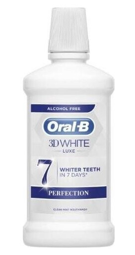 Oral-B 3D White Luxe Perfection Mouthwash 500 ml Alcohol free 4031015 Oral-B 3D White Luxe Perfection Mouthwash 500 ml Alcohol free 4031015