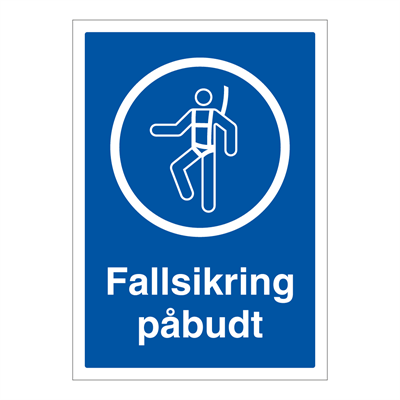 Jo Safety Fallsikring påbudt skilt Aluminium med refleks A5 6306011RAA5