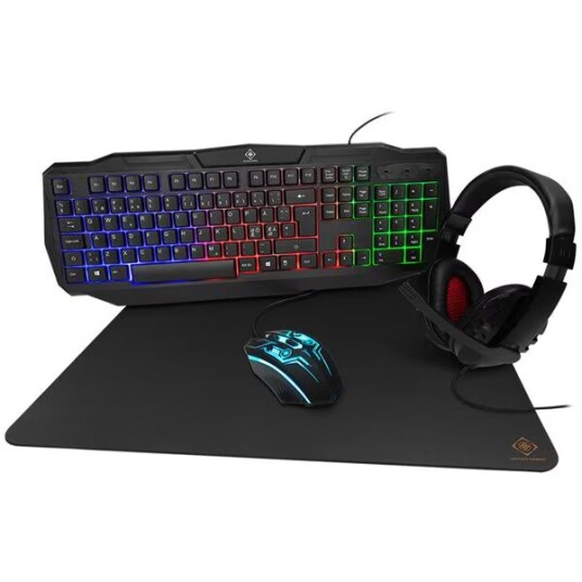 Deltaco GAMING - Tastatur, mus, hodesett og musematte sett - Nordisk - Svart Deltaco GAMING - Tastatur, mus, hodesett og musematte sett - Nordisk - Svart
