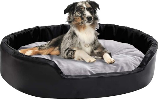 Vidaxl Hundeseng Svart Og Grå 90X79X20 cm Plysj Og Kunstig Lær