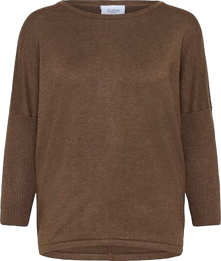 Saint Tropez Pullover MilaSZ R Neck Pullover Brun Saint Tropez Pullover MilaSZ R Neck Pullover Brun
