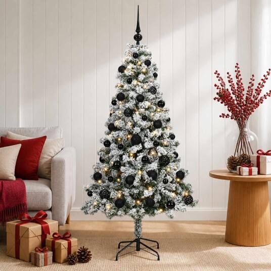 vidaXL Kunstig juletre med kuler 120 cm 150 LED-lys Varmhvit