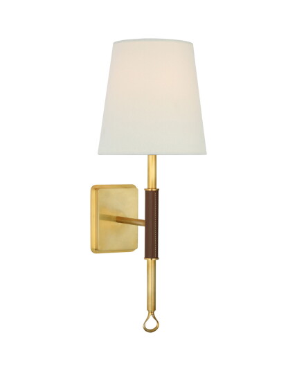 Visual Comfort Griffin Sconce Antique Brass and Saddle Leather Visual Comfort Griffin Sconce Antique Brass and Saddle Leather