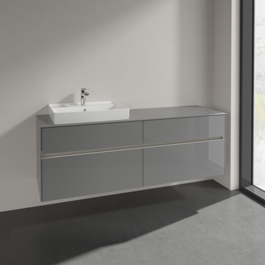 VILLEROY & BOCH COLLARO SERVANTSKAP 160 M/LYS FOR SERVANT VENSTRE 60 CM M/4 SKUFFER GRÅ HØYGLANS VILLEROY & BOCH COLLARO SERVANTSKAP 160 M/LYS FOR SERVANT VENSTRE 60 CM M/4 SKUFFER GRÅ HØYGLANS