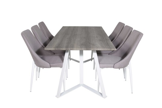 Venture Design Marina & Leone spisegruppe Grå/hvit 6 st stoler & bord 180 x 90 cm