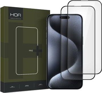 Hofi iPhone 16 Pro Premium Pro+ Beskyttelsesglass Svart Kant 2 Stk.
