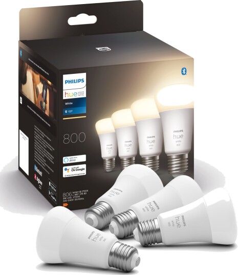 Philips Hue W Lyskilde 9W A60 E27 4pk - 60528 Philips Hue W Lyskilde 9W A60 E27 4pk - 60528