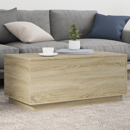  Salongbord med LED-lys sonoma eik 90x50x40 cm 8721012466463