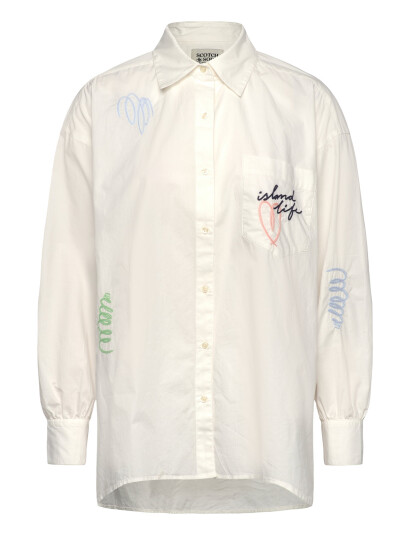Scotch & Soda Embroidered Poplin Shirt - White - 36