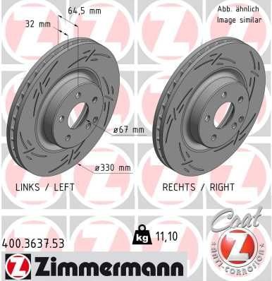 Bremseskive ZIMMERMANN 400.3637.53 Bremseskive ZIMMERMANN 400.3637.53