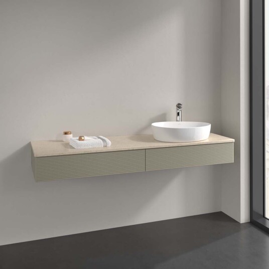 Villeroy & Boch  Antao Servantskap med 2 skuffer 160x50x19 cm u/lys Steingrå/Crème