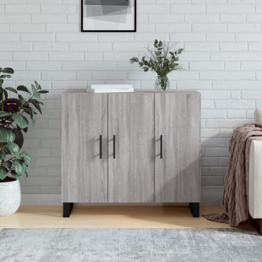 vidaXL Skjenk grå sonoma 90x34x80 cm konstruert tre vidaXL Skjenk grå sonoma 90x34x80 cm konstruert tre