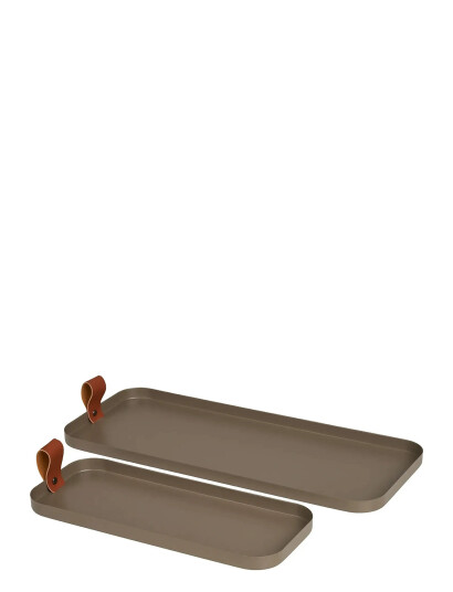 House Nordic Tove - Tray, Steel, Brown, Set Of 2 - Brown - 39.5X16.5X1.5CM