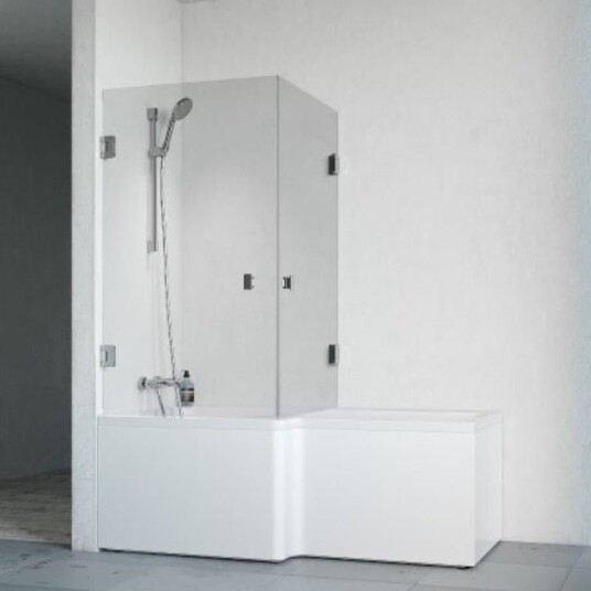 Macro Divine Badekar m/Vegger, Venstre 160x85 cm, Krom/Klart Glass m/knott