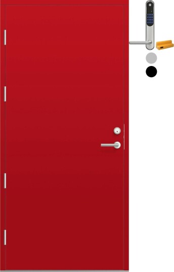 Ytterdør Bygg1 Fjell 09 med Yale Entrus BxH: 90x210 cm, Venstre, NCS S-2070-Y90R, Rød, Yale Sølv