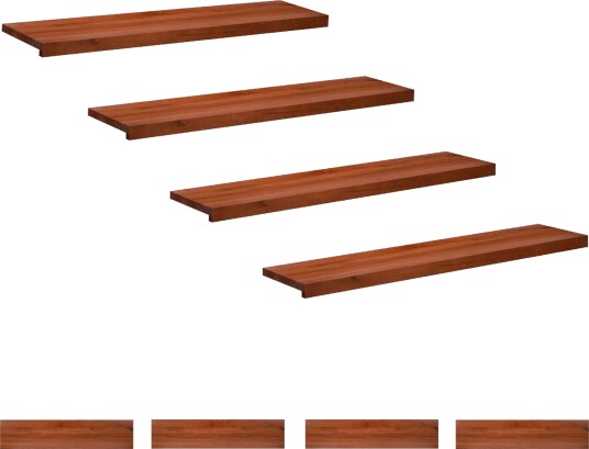 vidaXL Trappetrinn 8 stk. 120 x 30 x 2 cm Brun Massiv bøketre
