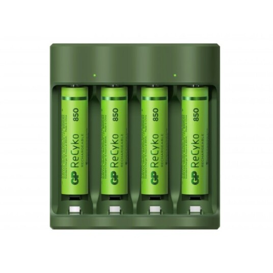 GP ReCyko Everyday-batteriladdare B421 (USB), inkl. 4 stk. AAA 850mAh NiMH-batterier