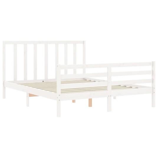 vidaXL Sengeramme med hodegavl hvit 160x200 cm heltre