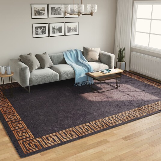 Teppe vaskbart svart og gull 400x300 cm sklisikker