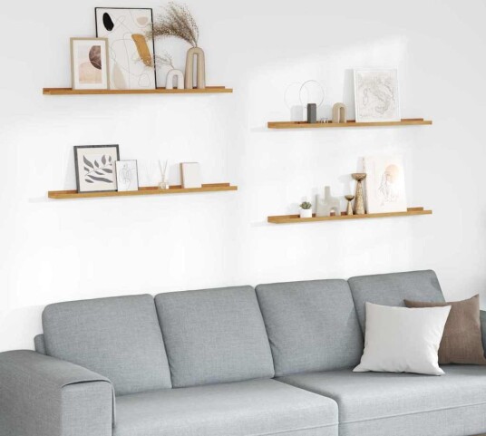 Vegghylle med hylle 4 pcs Beige 100 x 9 x 3 cm Konstruert tre