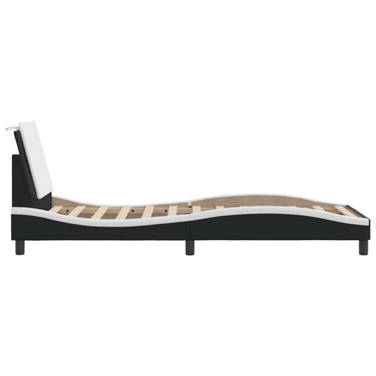 Sengeramme med hodegavl svart og hvit 100x200 cm kunstlær 8721012346512