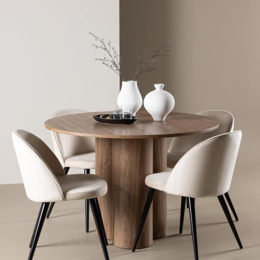 Venture Home Spisegruppe Venture Home Olivia Ø110 med 4 stk Velvet Stoler GR24471