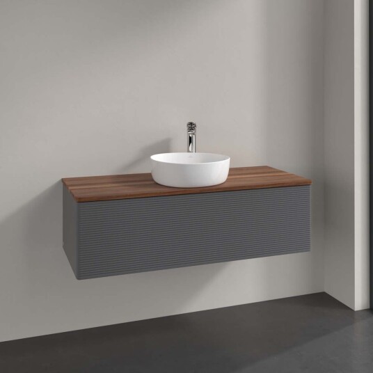 Villeroy & Boch Antao Servantskap med 1 skuff 120x50x36 cm m/lys Antrasitt/Valnøtt Villeroy & Boch Antao Servantskap med 1 skuff 120x50x36 cm m/lys Antrasitt/Valnøtt