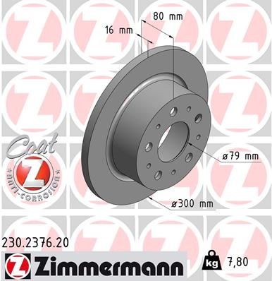 Bremseskive ZIMMERMANN 230.2376.20