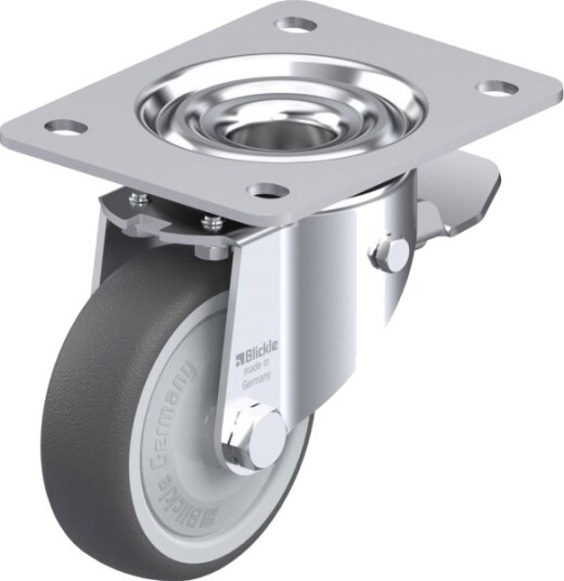 Blickle 852242 Lk-Path 100Kf-3-St Styrehjul Med Brems, Hjuldiameter 100 Mm, Bæreevne (Maks.) 200 Kg, 1 Stk