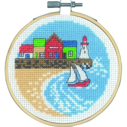 Permin Broderisett Hus på havnen Ø10cm