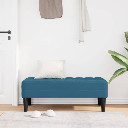 Benk Blå 113x57x39 cm Fløyel Benk Blå 113x57x39 cm Fløyel