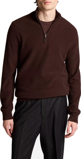 Vince Boild cashmere half zip S brun herre