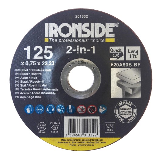 Ironside 201332 Kappeskive 125 x 0,75 x 22 mm Maskintilbehør & forbruk