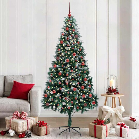 Kunstig juletre med 300 LED grønn 210 cm PVC og Stål og Plast