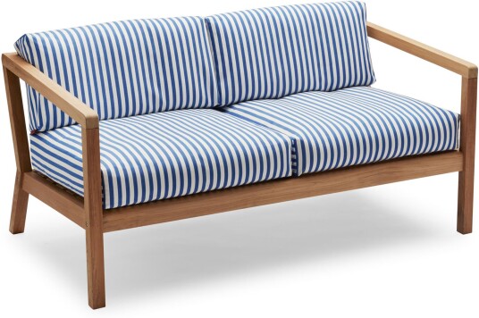 Fritz Hansen Virkelyst Sofa Teak Fossflakes Padding Outdoor Textile / Sea Blue Stripe Utendørs Sofaer Says Who Fritz Hansen Virkelyst Sofa Teak Fossflakes Padding Outdoor Textile / Sea Blue Stripe Utendørs Sofaer Says Who