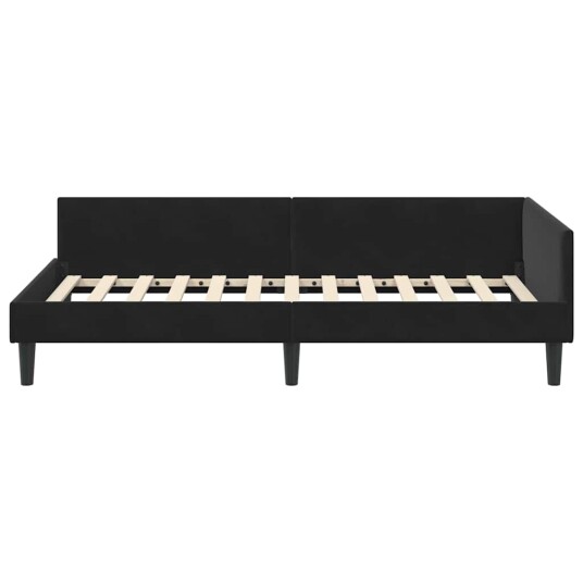 Hjørnesengramme med hodegjerde Svart 90 cm x 190 cm Fløyel