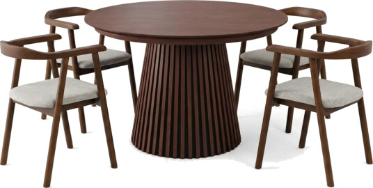 Spisegruppe Bark Peyra 120 220 cm Valnøtt Valnøtt/Beige