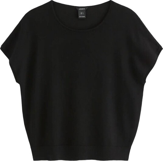 Lindex Fine Knit Short Sleeved Top Black XS