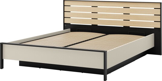 Navron Sengeramme 160x200 cm Beige/Svart