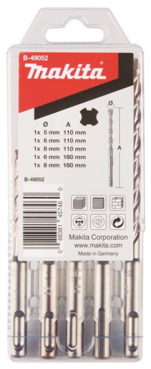 Makita B-49052 SDS-Plus Boresett for Betong - 5 Deler 5-8mm Makita B-49052 SDS-Plus Boresett for Betong - 5 Deler 5-8mm