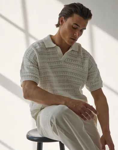 Only & Sons Onsgrayson Ds 5 Chochet Polo Knit N Kortermet poloskjorte Hvit