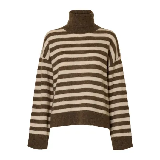 Selected FEMME - Polohals slfLulu LS Knit Roll Neck - Natur