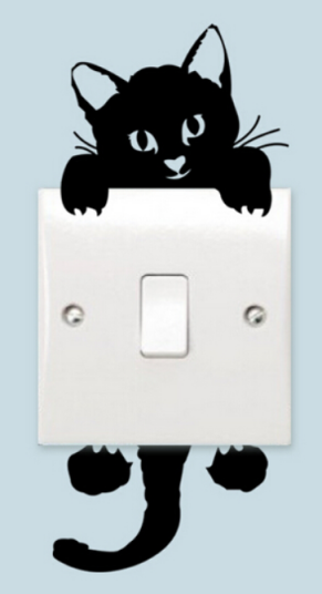 Veggklistremerke Svart katt / lampe dekorasjon