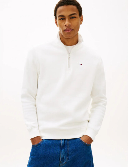 Tommy Jeans Tjm Reg Fleece Qz Mock Neck White XXL