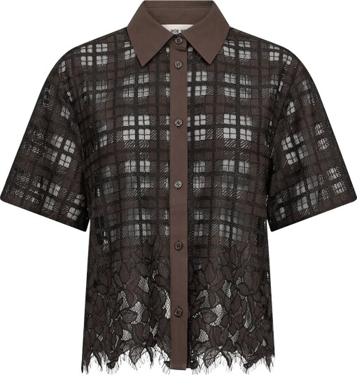 MOS MOSH Mmlia Checko Ss Lace Shirt Brown M