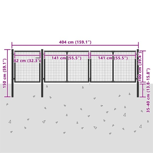 vidaXL Hageport stål 400x100 cm antrasitt vidaXL Hageport stål 400x100 cm antrasitt