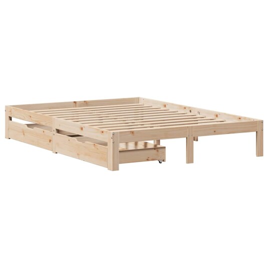 Sengeramme med skuffer 140x200 cm heltre furu